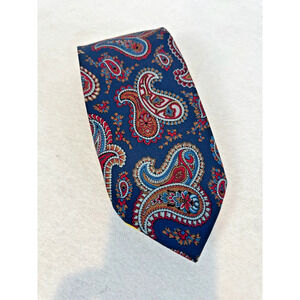 Vtg Briar Silk Tie Blue Pink Red Paisley Men Necktie Woven in Italy USA 56 x 3.5